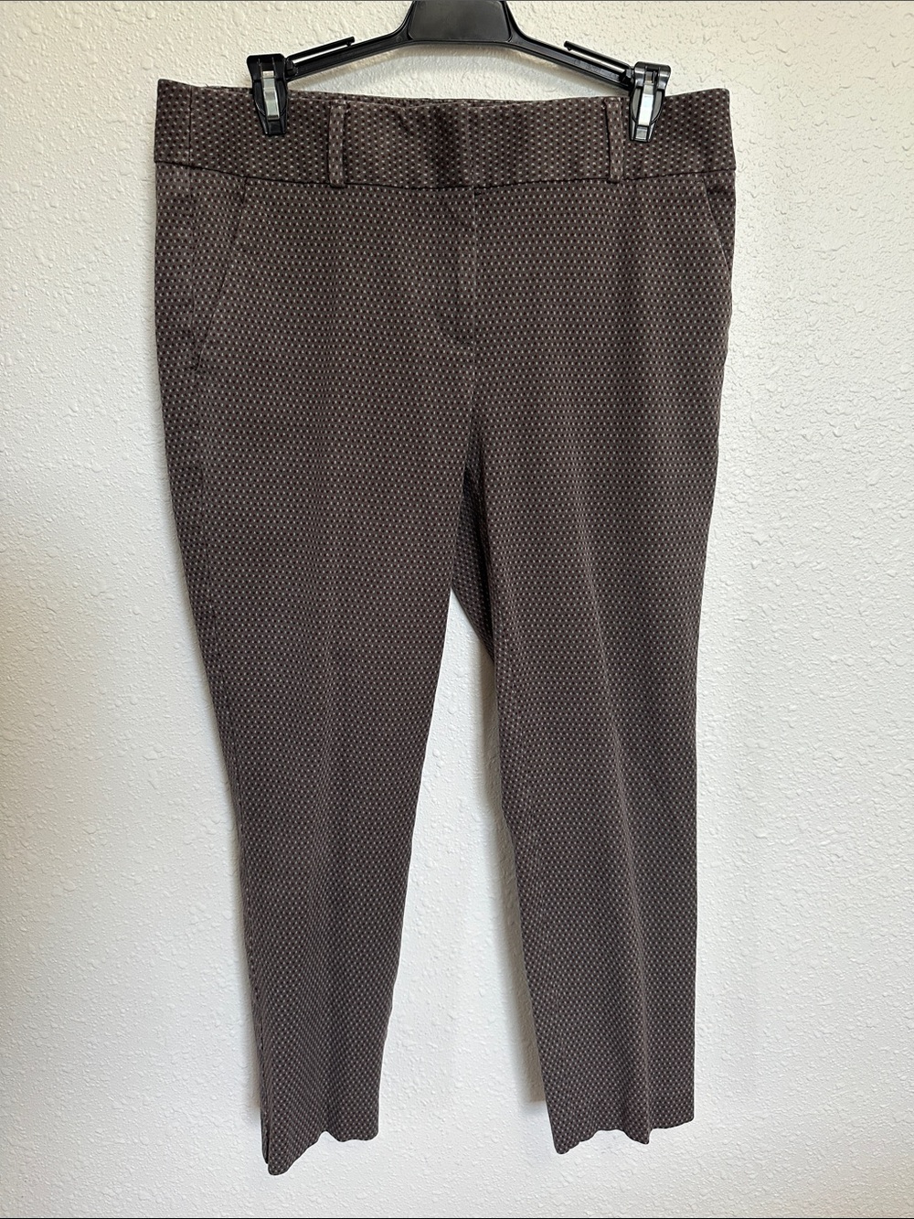 LOFT Marisa Skinny Ankle Pants in Brown with Subtle Dot Pattern Size 8